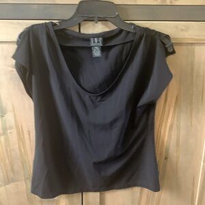 INC International Womens Tank Top Sleeveless Petite/Medium V Neck Stretch Black